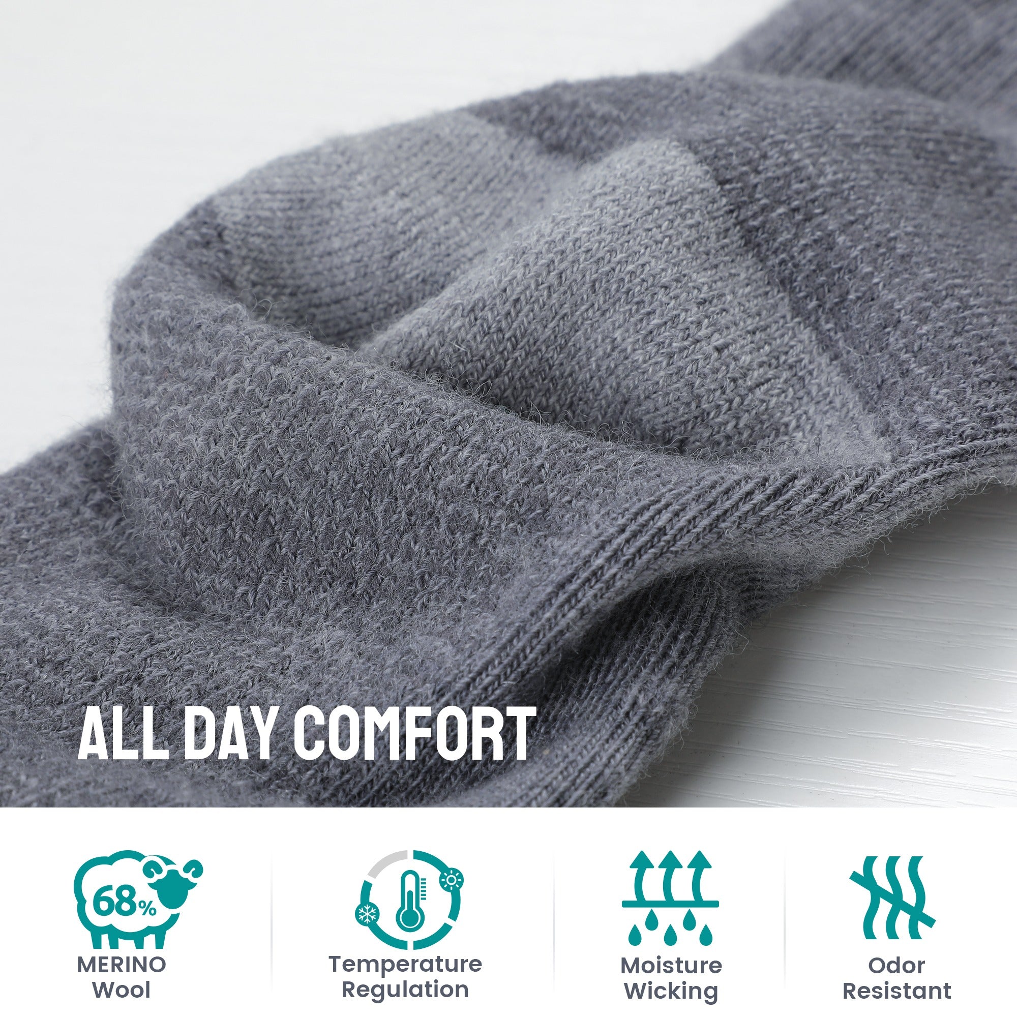 Charleston Midweight Merino Wool Hiking Socks ( 3/4 Crew, 1 Pair)