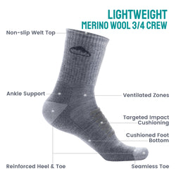 Charleston Micro Crew Merino Wool Hiking Socks (1 Pair)
