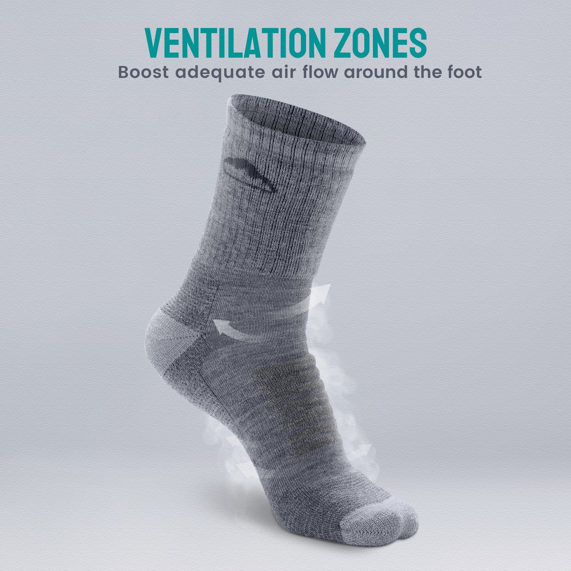 Charleston Midweight Merino Wool Hiking Socks ( 3/4 Crew, 1 Pair)