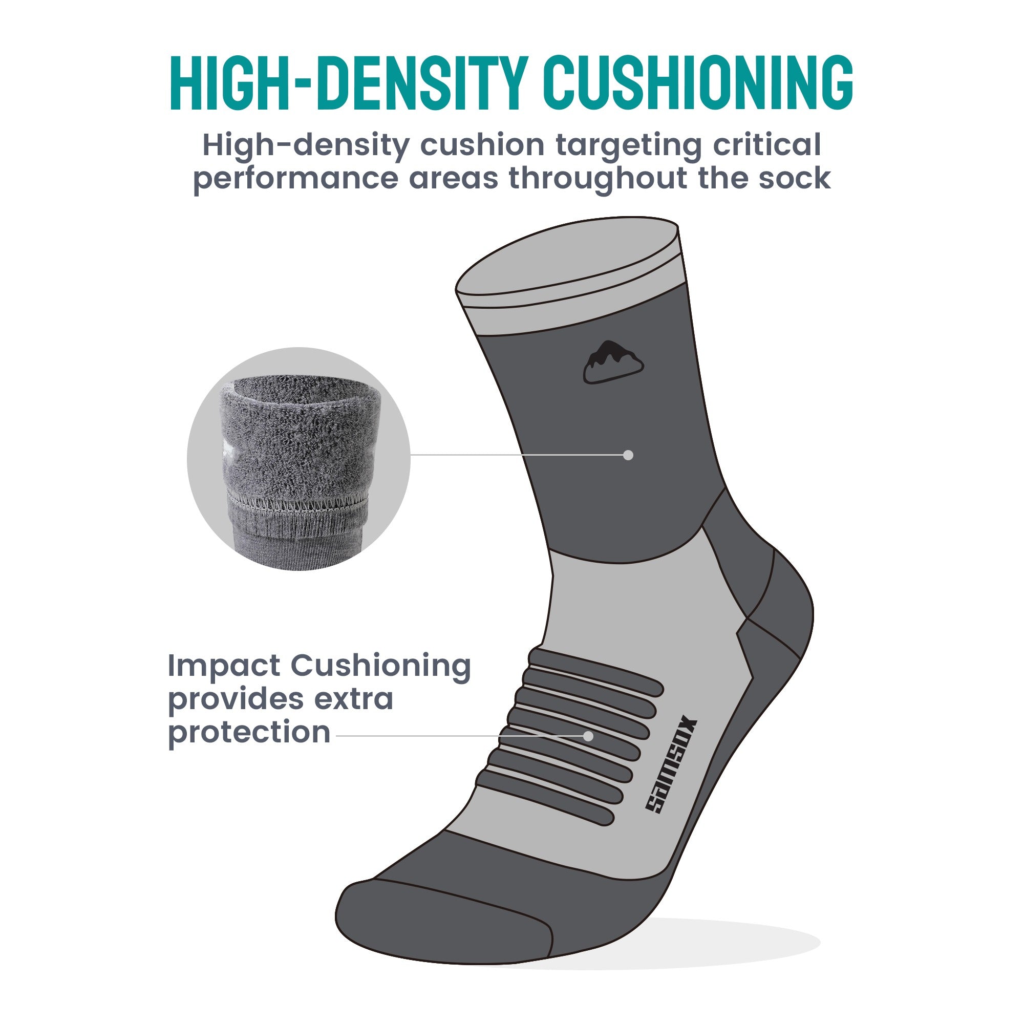 Charleston Midweight Merino Wool Hiking Socks ( 3/4 Crew, 1 Pair)