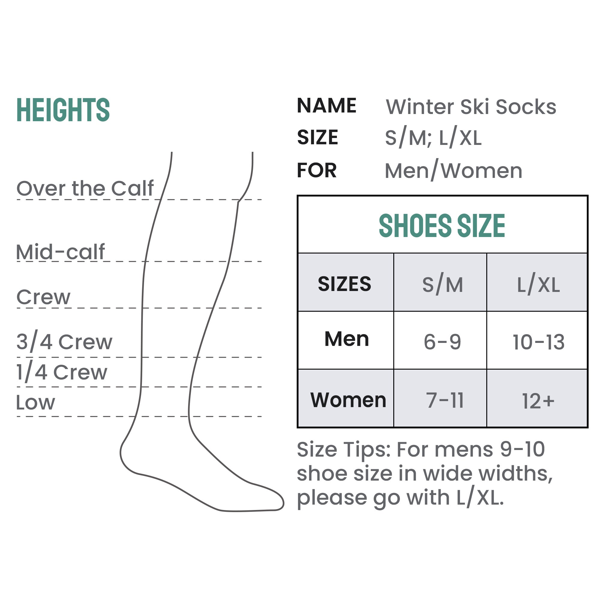 Ashland Midweight Merino Wool Ski & Snowboard Socks (Over the Calf, 1 Pair)