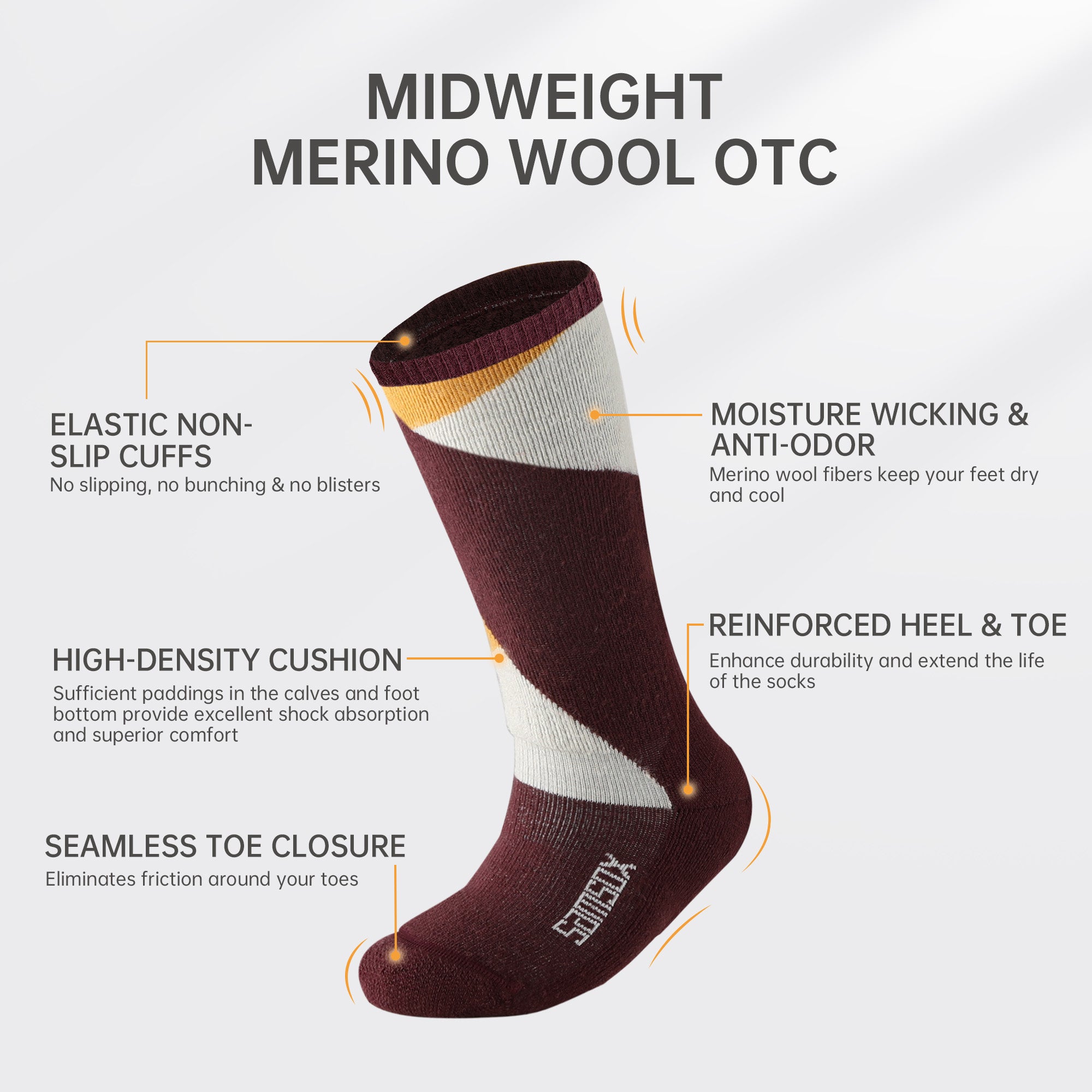 Loveland Kids Heavyweight Merino Wool Ski & Snowboard Socks (Over the Calf, 1 Pair)