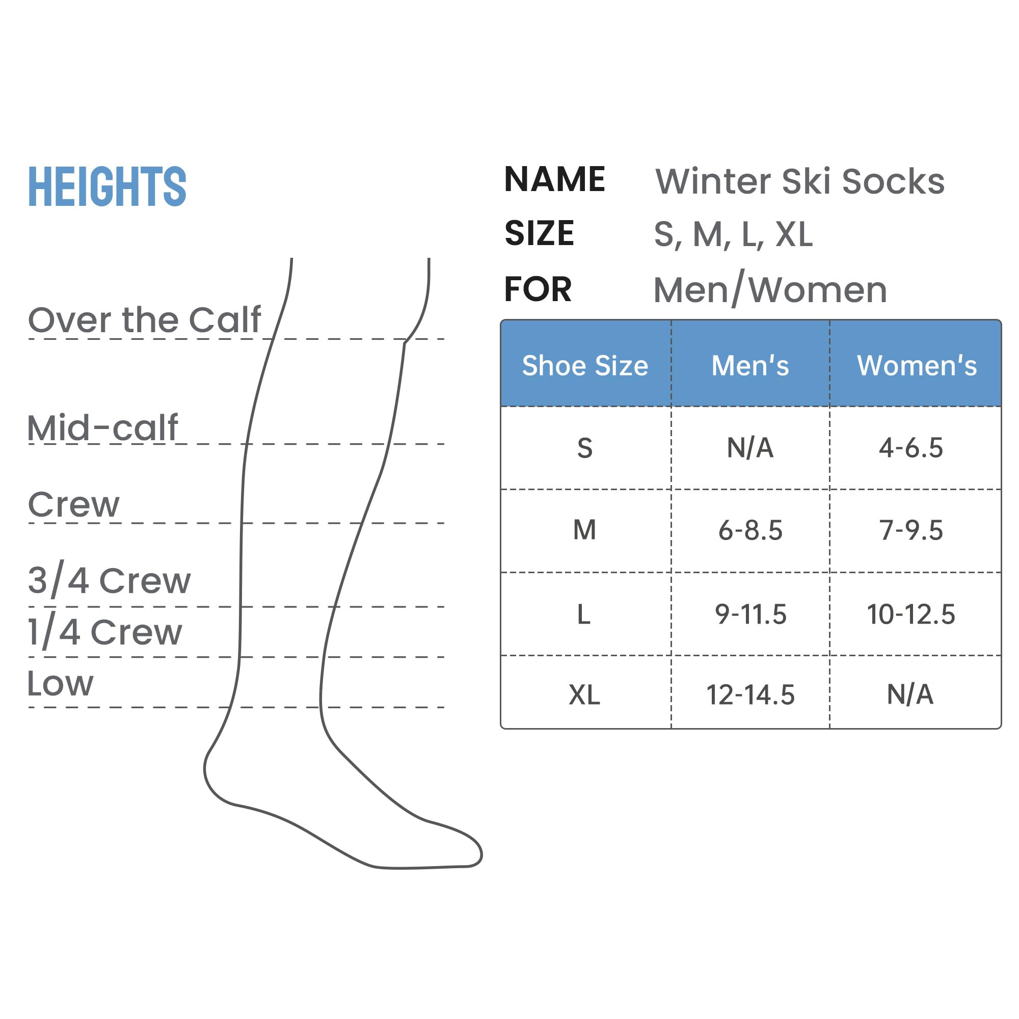Ashland Midweight Merino Wool Ski & Snowboard Socks (Over the Calf, 1 Pair)
